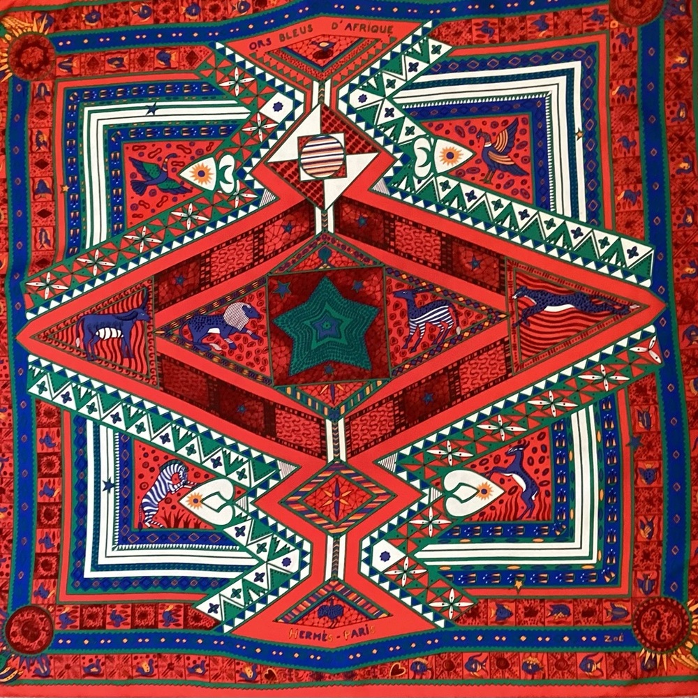 Hermes Scarf 90 Ors Bleus d’Afrique